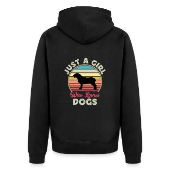 Istrian Coarse Haired Hound Dog Silhouette Retro - Unisex Premium Organic Zip Hoodie - black - Back - Nico (187cm)