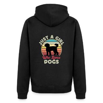 Labradoodle Dog Lover Silhouette Vintage Sunset - Unisex Premium Organic Zip Hoodie - black - Back - Nico (187cm)