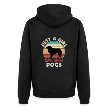Kuvasz Hundeliebhaber Silhouette Vintage Sonnenuntergang - Unisex Premium Bio Zip Hoodie - Schwarz - Hinten - Nico (187cm)