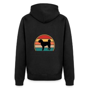 Appenzeller Sennenhund Hund Silhouette Retro Sonnenuntergang - Unisex Premium Bio Zip Hoodie - Schwarz - Hinten - Nico (187cm)