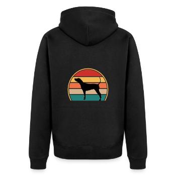 Noir Et Tan Coonhound Chien Silhouette Rétro Soleil - Veste à capuche bio Premium Unisexe - noir - Dos - Nico (187cm)
