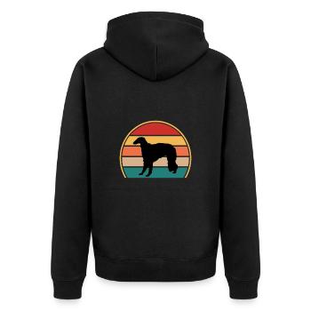 Borzoi Dog Lover Silhouette Vintage Sunset - Unisex Premium Organic Zip Hoodie - black - Back - Nico (187cm)