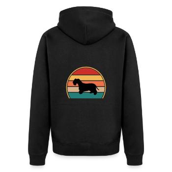 Cesky Terrier Hundeliebhaber Silhouette Vintage Sonnenuntergang - Unisex Premium Bio Zip Hoodie - Schwarz - Hinten - Nico (187cm)