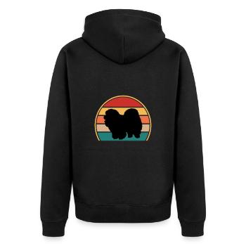 Chow Chow Dog Lover Silhouette Vintage Sunset - Unisex Premium Organic Zip Hoodie - black - Back - Nico (187cm)