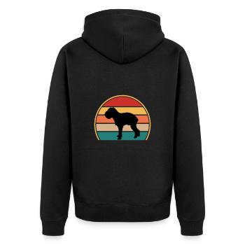Griffon Bruxellois Dog Silhouette Retro Sunset - Unisex Premium Organic Zip Hoodie - black - Back - Nico (187cm)