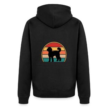 Labradoodle Dog Lover Silhouette Vintage Sunset - Unisex Premium Organic Zip Hoodie - black - Back - Nico (187cm)