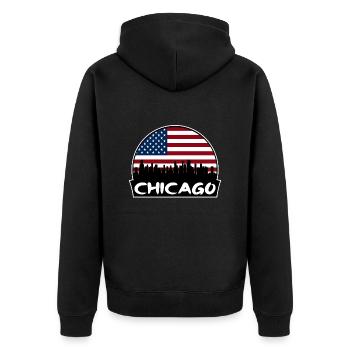 Chicago Illinois États-Unis Flag Skyline Silhouette Trave - Veste à capuche bio Premium Unisexe - noir - Dos - Nico (187cm)