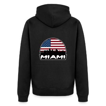 Miami, Florida, USA, Flagge, Skyline, Silhouette, Reisen - Unisex Premium Bio Zip Hoodie - Schwarz - Hinten - Nico (187cm)
