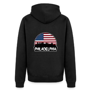 Philadelphie Pennsylvanie États-Unis Flag Skyline Silhoue - Veste à capuche bio Premium Unisexe - noir - Dos - Nico (187cm)