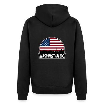 Washington Dc Washington Usa Flagge Skyline Silhouet - Unisex Premium Bio Zip Hoodie - Schwarz - Hinten - Nico (187cm)