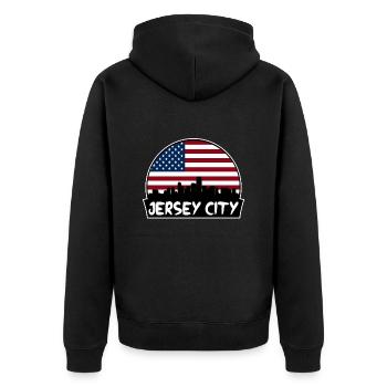 Jersey City New Jersey États-Unis Flag Skyline Silhouette - Veste à capuche bio Premium Unisexe - noir - Dos - Nico (187cm)