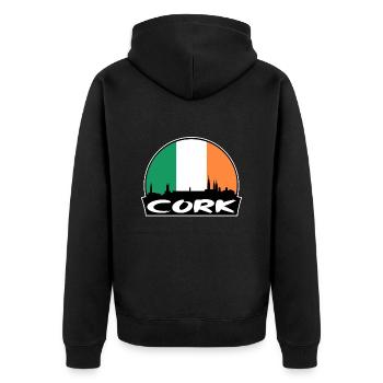 Liège Irlande Drapeau Skyline Silhouette Voyage - Veste à capuche bio Premium Unisexe - noir - Dos - Nico (187cm)