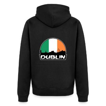 Dublin Irlande Flag Skyline Silhouette Voyage - Veste à capuche bio Premium Unisexe - noir - Dos - Nico (187cm)