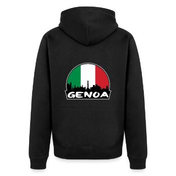 Gênes Italie Flag Skyline Silhouette Voyage - Veste à capuche bio Premium Unisexe - noir - Dos - Nico (187cm)