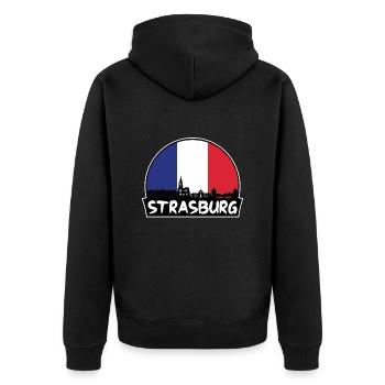 Strasbourg France Flag Skyline Silhouette Voyage - Veste à capuche bio Premium Unisexe - noir - Dos - Nico (187cm)