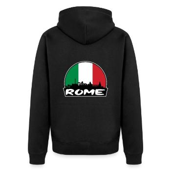 Rom Italien Flagge Skyline Silhouette Reisen - Unisex Premium Bio Zip Hoodie - Schwarz - Hinten - Nico (187cm)