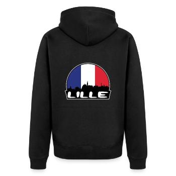 Lille France Flag Skyline Silhouette Voyage - Veste à capuche bio Premium Unisexe - noir - Dos - Nico (187cm)