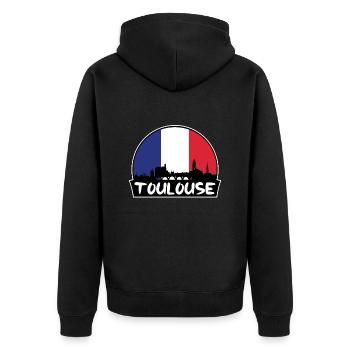 Toulouse France Flag Skyline Silhouette Voyage - Veste à capuche bio Premium Unisexe - noir - Dos - Nico (187cm)