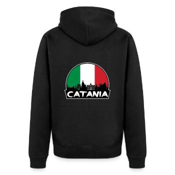 Catane Italie Flag Skyline Silhouette Voyage - Veste à capuche bio Premium Unisexe - noir - Dos - Nico (187cm)