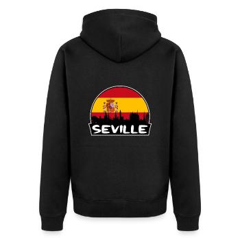 Séville Espagne Flag Skyline Silhouette Voyage - Veste à capuche bio Premium Unisexe - noir - Dos - Nico (187cm)