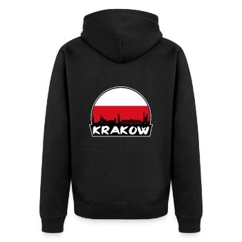 Krakau Polen Flagge Skyline Silhouette Reisen - Unisex Premium Bio Zip Hoodie - Schwarz - Hinten - Nico (187cm)