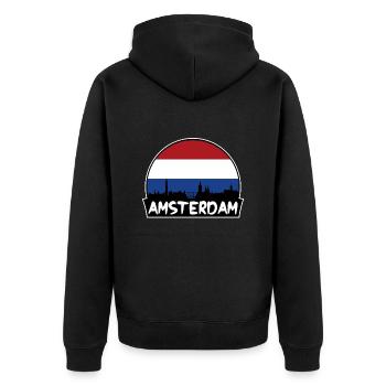 Amsterdam Pays-Bas Flag Skyline Silhouette - Veste à capuche bio Premium Unisexe - noir - Dos - Nico (187cm)
