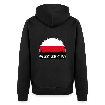 Szczecin Pologne Flag Skyline Silhouette Voyage - Veste à capuche bio Premium Unisexe - noir - Dos - Nico (187cm)