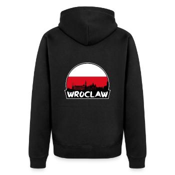 Wroclaw Poland Flag Skyline Silhouette Travel - Unisex Premium Organic Zip Hoodie - black - Back - Nico (187cm)