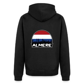 Almere Netherlands Flag Skyline Silhouette Travel - Unisex Premium Organic Zip Hoodie - black - Back - Nico (187cm)