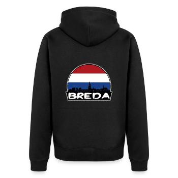 Breda Niederlande Flagge Skyline Silhouette Reisen - Unisex Premium Bio Zip Hoodie - Schwarz - Hinten - Nico (187cm)