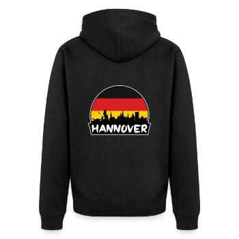 Hannover Deutschland Flagge Skyline Silhouette Reisen - Unisex Premium Bio Zip Hoodie - Schwarz - Hinten - Nico (187cm)