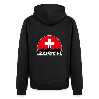 Zurich Suisse Flag Skyline Silhouette Voyage - Veste à capuche bio Premium Unisexe - noir - Dos - Nico (187cm)