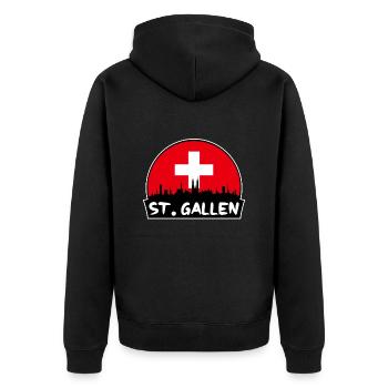 St. Gallen Switzerland Flag Skyline Silhouette Tra - Unisex Premium Organic Zip Hoodie - black - Back - Nico (187cm)