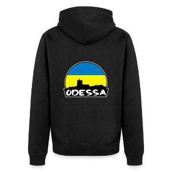 Odessa Ukraine Flag Skyline Silhouette Travel - Unisex Premium Organic Zip Hoodie - black - Back - Nico (187cm)