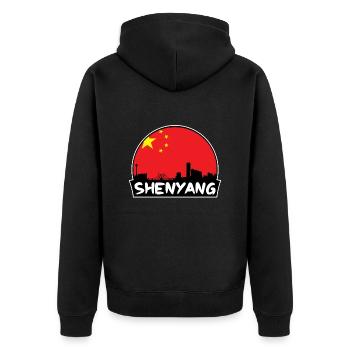 Shenyang Chine Flag Skyline Silhouette Voyage - Veste à capuche bio Premium Unisexe - noir - Dos - Nico (187cm)