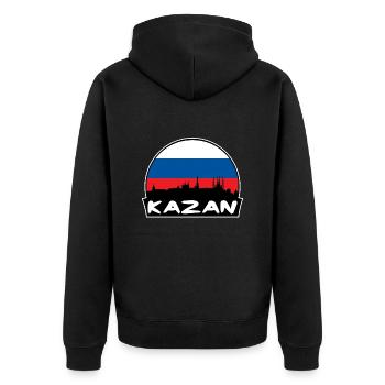 Kazan Russie Flag Skyline Silhouette Voyage - Veste à capuche bio Premium Unisexe - noir - Dos - Nico (187cm)