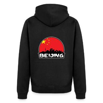Beijing China Flag Skyline Silhouette Voyage - Veste à capuche bio Premium Unisexe - noir - Dos - Nico (187cm)