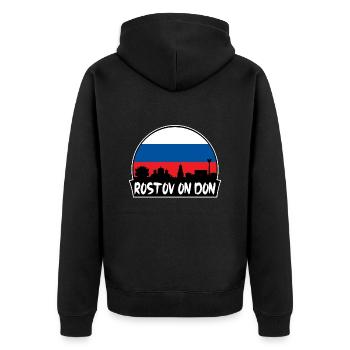 Rostov On Don Russie Flag Skyline Silhouette Trave - Veste à capuche bio Premium Unisexe - noir - Dos - Nico (187cm)