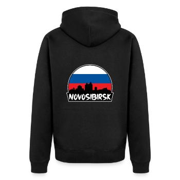 Novossibirsk Russie Flag Skyline Silhouette Voyage - Veste à capuche bio Premium Unisexe - noir - Dos - Nico (187cm)