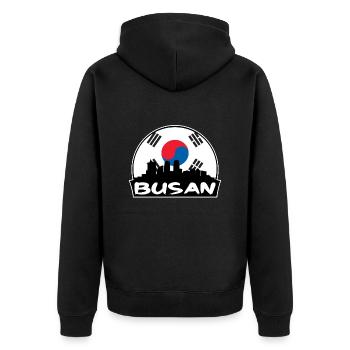 Busan South Korea Flag Skyline Silhouette Travel - Unisex Premium Organic Zip Hoodie - black - Back - Nico (187cm)