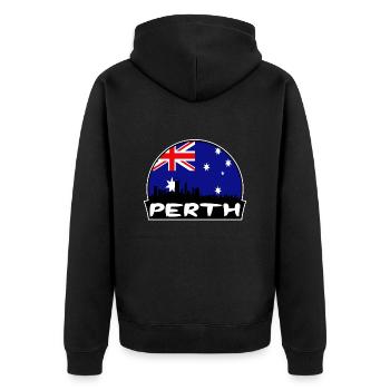 Perth Australien Flagge Skyline Silhouette Reisen - Unisex Premium Bio Zip Hoodie - Schwarz - Hinten - Nico (187cm)