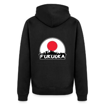 Fukuoka Japan Flag Skyline Silhouette Travel - Unisex Premium Organic Zip Hoodie - black - Back - Nico (187cm)