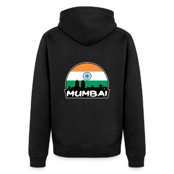 Mumbai India Flag Skyline Silhouette Travel - Unisex Premium Organic Zip Hoodie - black - Back - Nico (187cm)