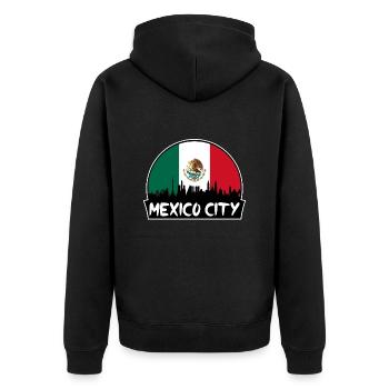 Mexiko-Stadt Mexiko-Flagge Skyline Silhouette Reisen - Unisex Premium Bio Zip Hoodie - Schwarz - Hinten - Nico (187cm)
