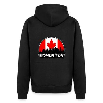 Edmonton Canada Flag Skyline Silhouette Travel - Unisex Premium Organic Zip Hoodie - black - Back - Nico (187cm)