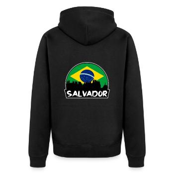 Salvador Brazil Flag Skyline Silhouette Travel - Unisex Premium Organic Zip Hoodie - black - Back - Nico (187cm)