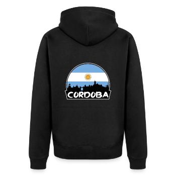 Cordoba Argentine Flag Skyline Silhouette Voyage - Veste à capuche bio Premium Unisexe - noir - Dos - Nico (187cm)