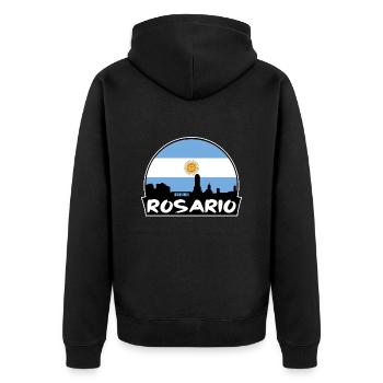 Rosario Argentinien Flagge Skyline Silhouette Reisen - Unisex Premium Bio Zip Hoodie - Schwarz - Hinten - Nico (187cm)