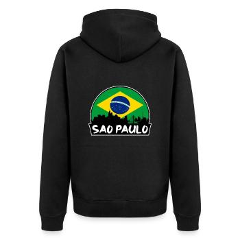 São Paulo Brasilien Flagge Skyline Silhouette Reisen - Unisex Premium Bio Zip Hoodie - Schwarz - Hinten - Nico (187cm)