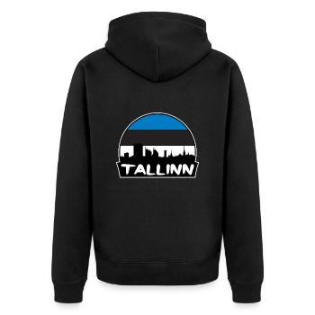 Tallinn Estland Flagge Skyline Silhouette Reisen - Unisex Premium Bio Zip Hoodie - Schwarz - Hinten - Nico (187cm)
